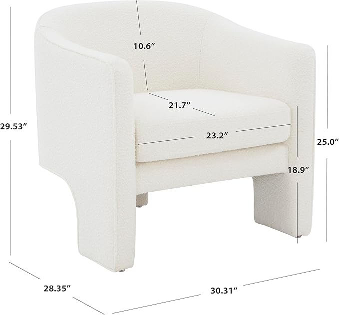 SAFAVIEH Couture Collection Londyn Mid-Century Modern Ivory Boucle Upholstered Accent Chair (Fully Assembled)