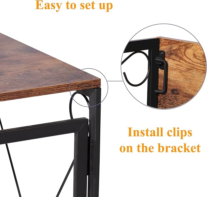 VECELO 39 Inch Folding Desk Simple Assembly Desk Writing Computer Desk for Home Office Study Office Desk Foldable Table for Small Spaces Brown
