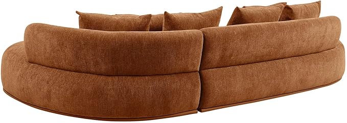 kevinplus 134.63'' Large Sectional Curved Sofa Couch with Chaise Lounge &amp Ottoman for Living Room Oversize L-Shape Modern Sectional Sofa Couch Wood Structure &amp Easy Assembly (Right-Facing O
