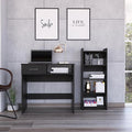 Epinki Home Office Desk Set Single Drawer Keyboard Tray Bookcase Black Particle Board