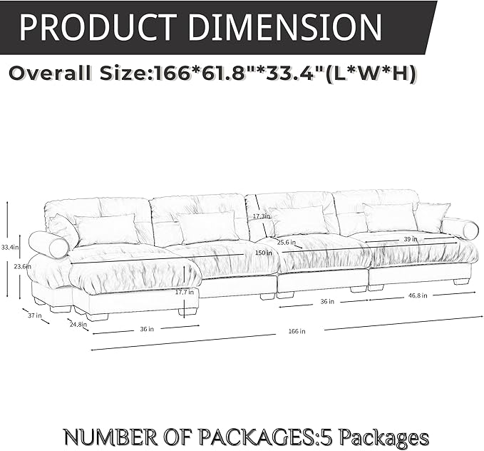 166 Modular Sectional SofaVelvet Upholstered Couches for Living Room4 Seater Green Sofa Couch with Movable OttomanBig Comfy Cloud Couch with Deep Seats for Living RoomApartmentBedroom