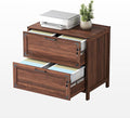 2 Drawer Farmhouse Small File Cabinet with Lock Under Desk Locking Storage Drawers Organizer Filing Cabinets for Home OfficeModern FurnitureWalnut