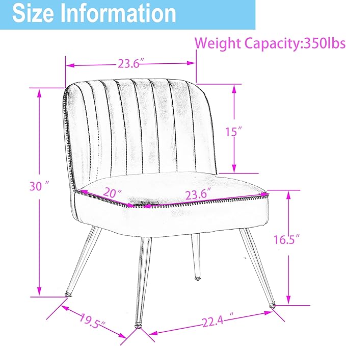 ALISH Faux Leather Accent Chairs Set of 2 Upholstered Living Room Chairs Modern Side Chairs Armless Chairs with Metal Legs (Beige Set of 2)