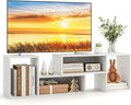Tangkula 2 Pieces L-Shaped TV Stand Free-Combination Entertainment Center for TVs up to 55 Inch Modern TV Media Console Table with 4 Open Cubes DIY Bookcase Shelf for Living Room (White 2 pcs)