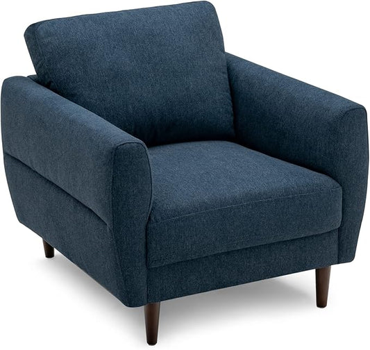 Giantex Sofa Chair Upholstered Mid-Century Modern Accent Chair with Solid Wood Frame for Living Room Small Spaces Bedroom Apartment Reception Room Blue
