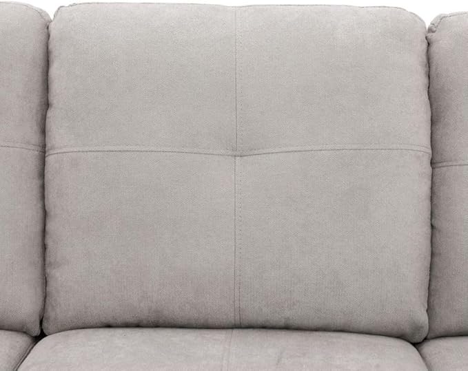 Grey White L-Shaped 3-Piece Flannel Sofa with Storage Ottoman Set Sectional Couch Sofa Set for Living Room Office Small Space