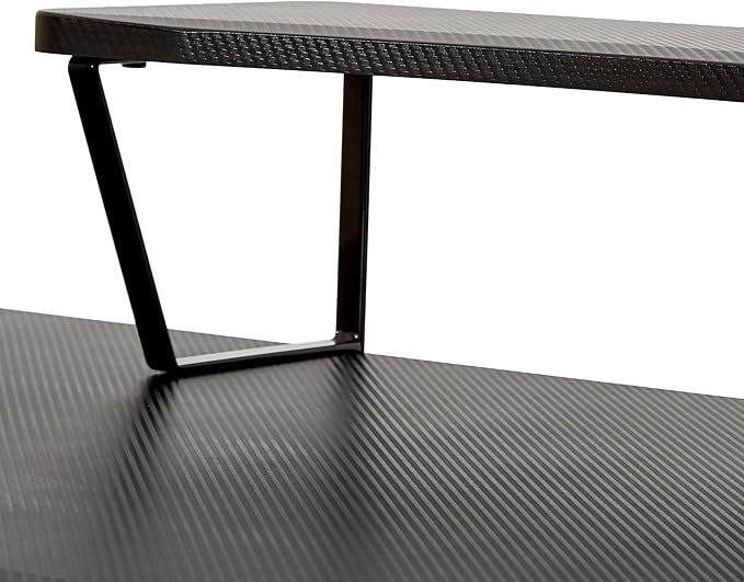 Seville Classics airLIFT Computer Writing Desk w/ Headset Cup Speaker Holders Monitor Riser Table Modern Work for Home Office Workstation Black 42 Carbon Fiber X Frame