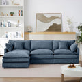 102 Modular Sectional Sofa with Movable Ottoman Convertible L Shaped Chenille Cloud Couch Comfy 3-Seater Deep Seat Sofa Couches for Living Room Bedroom and Apartment (Blue 102)