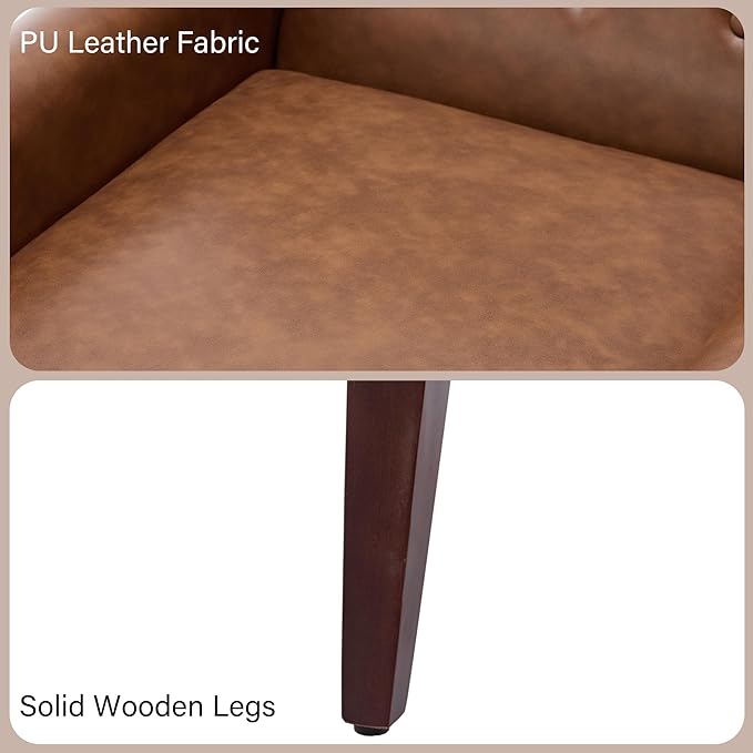 Accent Chair Mid-Century Modern Fabric Chairs with Arms for Living Room Comfy Upholstered Club Single Sofa Armchair for Bedroom Waiting Room with Solid Wood Frame