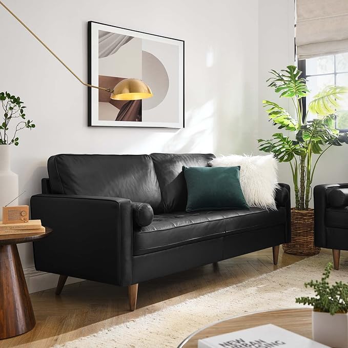 Modway EEI-4633-BLK Valour Leather Sofa Black