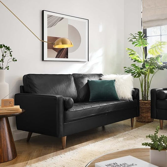Modway EEI-4633-BLK Valour Leather Sofa Black