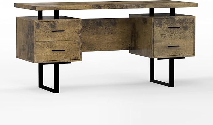 60'' Mariposa Home Office Computer Desk - Reclaimed Brown Top Reclaimed Brown Body Black Metal Black Hardware