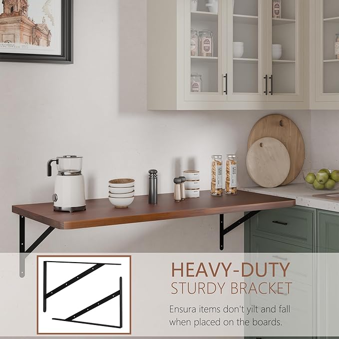 Floating Wall Desk for Home OfficeWall Mounted Table with Pine Wood48 Inch Workbench for GarageWork Table with Heavy Duty Brackets for KitchenDiningLaundry