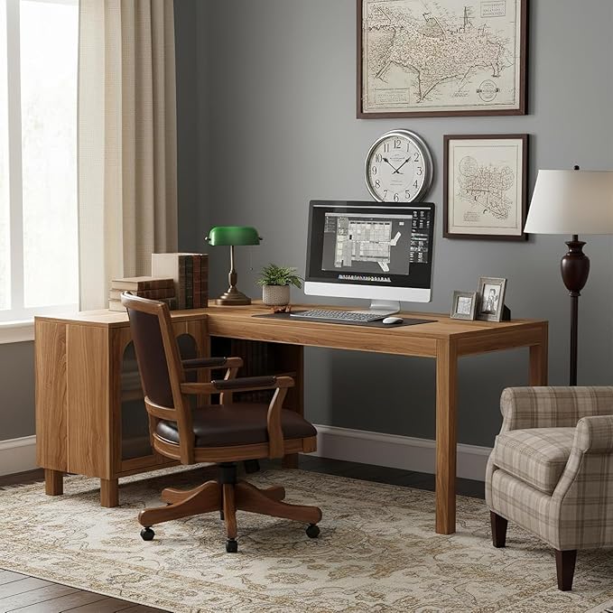 Tribesigns 59 L Shaped Desk with File Cabinet Executive Office Desk with Storage Shelves Modern Wood Computer Desk Coner Writting Desk for Home Office Work Study (Rustic Brown)