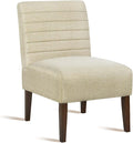 Modern Accent Chair for Living Room Upholstered Armless Slipper Chair with Back &amp Wood Legs Comfy Small Chair for Bedroom Living Room Reading Spaces Office (Beige)