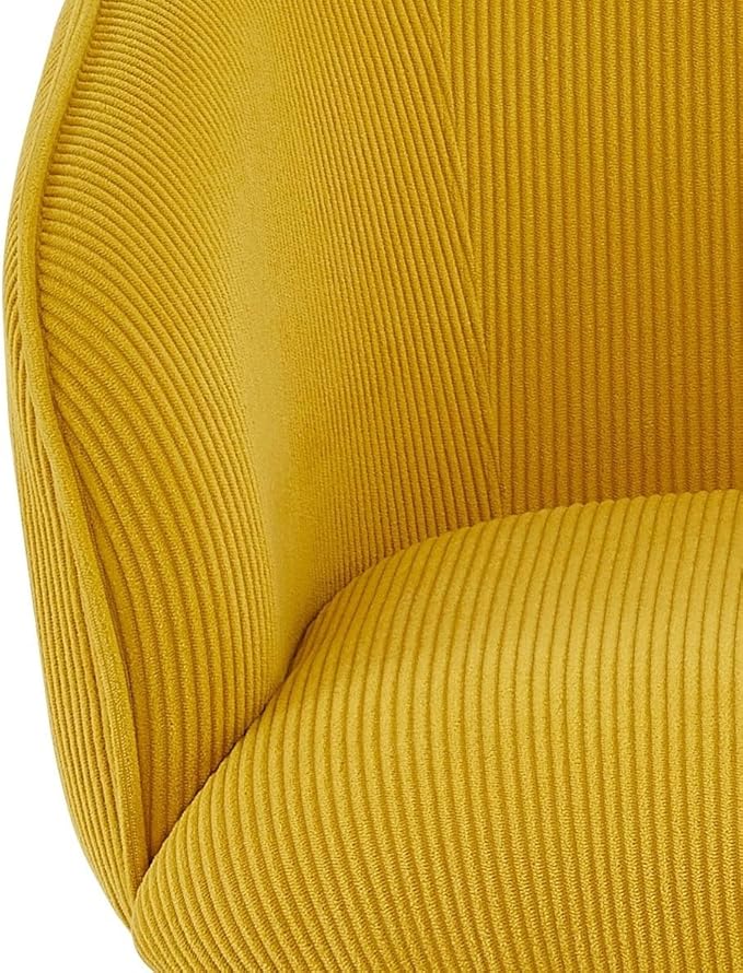 Modern Corduroy Accent Chair with Channel Back Design Black Metal Legs and Soft Upholstery Comfortable Seating for Living Room Bedroom or Office Yellow