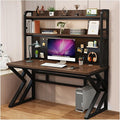 31.4in Gaming Desk with Bookshelf Combo Computer Desk with Pegboard Large Writing Table with Desktop Shelves Ample Leg Room for Home Office (Brown 31.4in)