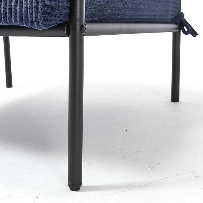 YITAI Modern Upholstered Velvet Accent Set of 2Comfy Lounge Sofa Fabric Large Arm Chair with Soft Pillow Metal Frame Reading Chair for Living Room Bedroom Balcony Blue
