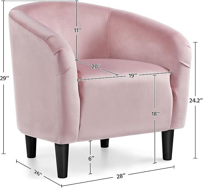 Yaheetech Barrel Chairs Furry Accent Chairs with Soft Padded Armrest for Living Room Bedroom Waiting Room Office Set of 2 Pink
