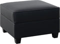 Naomi Home Sarah Ottoman in Black Air Leather Ergonomic Cushioned Top with Hidden Storage Multi-Functional Modular Sectional Furniture for Living Room or Lounge