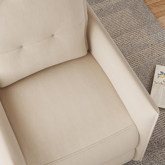 Manual Recliner Chair for Adult Velvet Reclining Chair with Chunky Cushion for Small Space Comfortable Reclining Sofa for Living Room Bedroom Home Theater Easy Assembly (Beige)