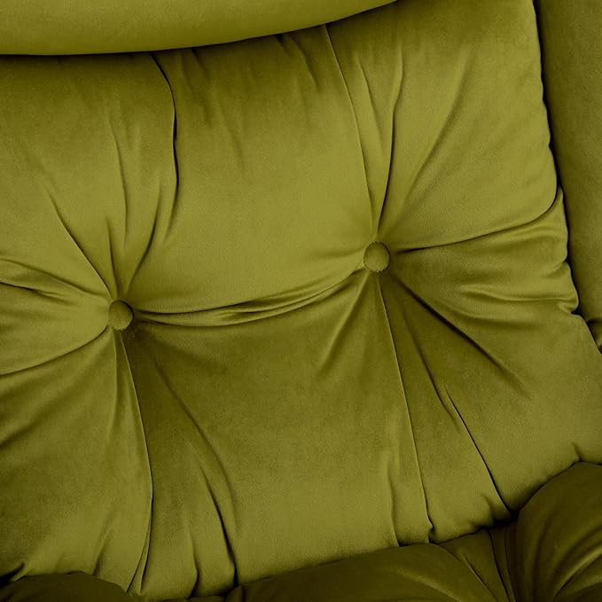 HollyHOME Lazy Chair with Armrest and Side Pocket Comfy Accent Lounge ChairLeisure Sofa Armchair for Living Room Bedroom Dorm or Small Spaces Oversized Reading Sofa ChairVelvet Olive Green