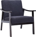 Medieval High Back Armchair Modern Accent Chair with Upholstered Seat Solid Wood Legs Comfortable Lounge &amp Reading Chair for Living Room Bedroom Home Office (Black)