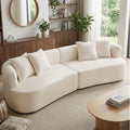 106 Modern Curved Boneless Sectional Couches for Living Room Luxury Chenille Fabric Oversized Modular Cloud Sofa with 4 Pillows Comfy Deep Seat Foam Couch in Box No Assembly (4 Seater Beige)