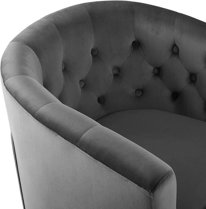 Modway Prospect Tufted Performance Velvet Swivel Armchair Charcoal 28D x 30W x 30H in
