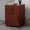 File Cabinet with Lock and Drawer 2-Drawer Vertical Filing Cabinet with Doors Mobile Under Desk Storage Cabinet with 360° Swivel Wheels for Legal/Letter/A4 Documents(Dark red)