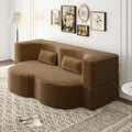 Convertible Sofa Bed Full Size｜78 Sleeper Couch with 2 Pillows｜Corduroy Fabric Folding Sofa Bed｜High-Density Foam｜No Assembly｜Space-Saving｜for Living Room Guest Room｜Camel