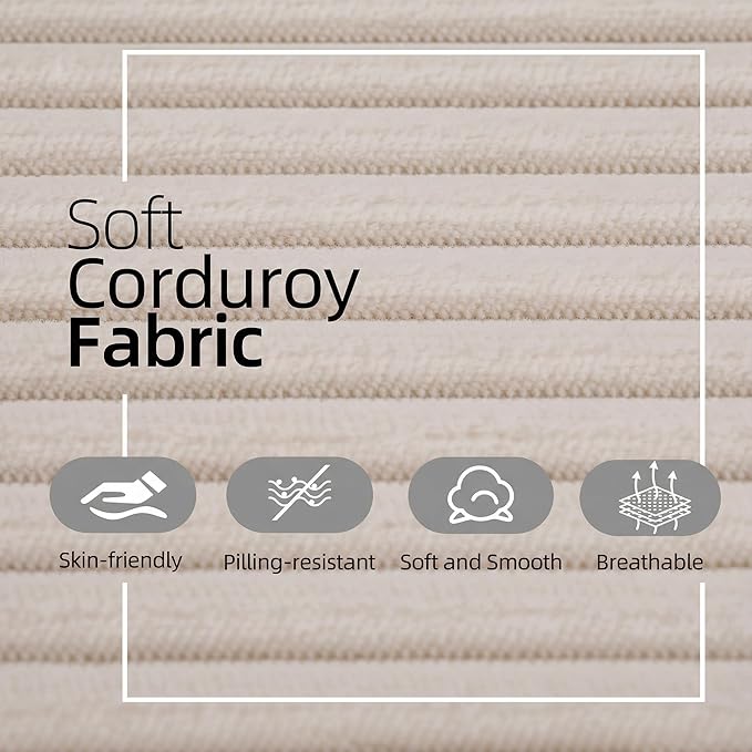 87 Modern 3-Seater loveseat Sofa Comfy Deep Seat Boneless Couch with Plush Corduroy Fabric Built-in Cup Holders &amp Side Storage Pockets for Living Room Bedroom and Apartment