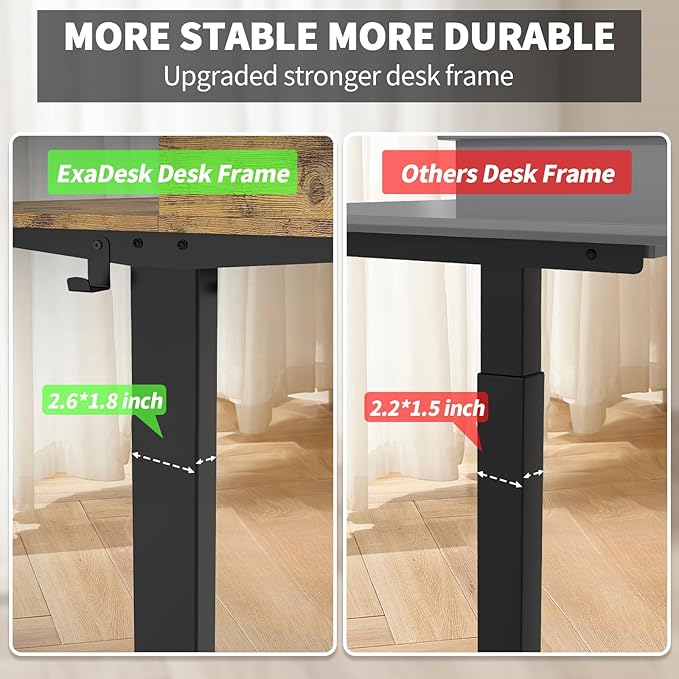 55 x 30 Inch Electric Standing Desk with 2 Drawers Adjustable Height Widened Stand Up Desk with Storage Sit to Stand Ergonomic Workstation for Home Office Rustic Brown