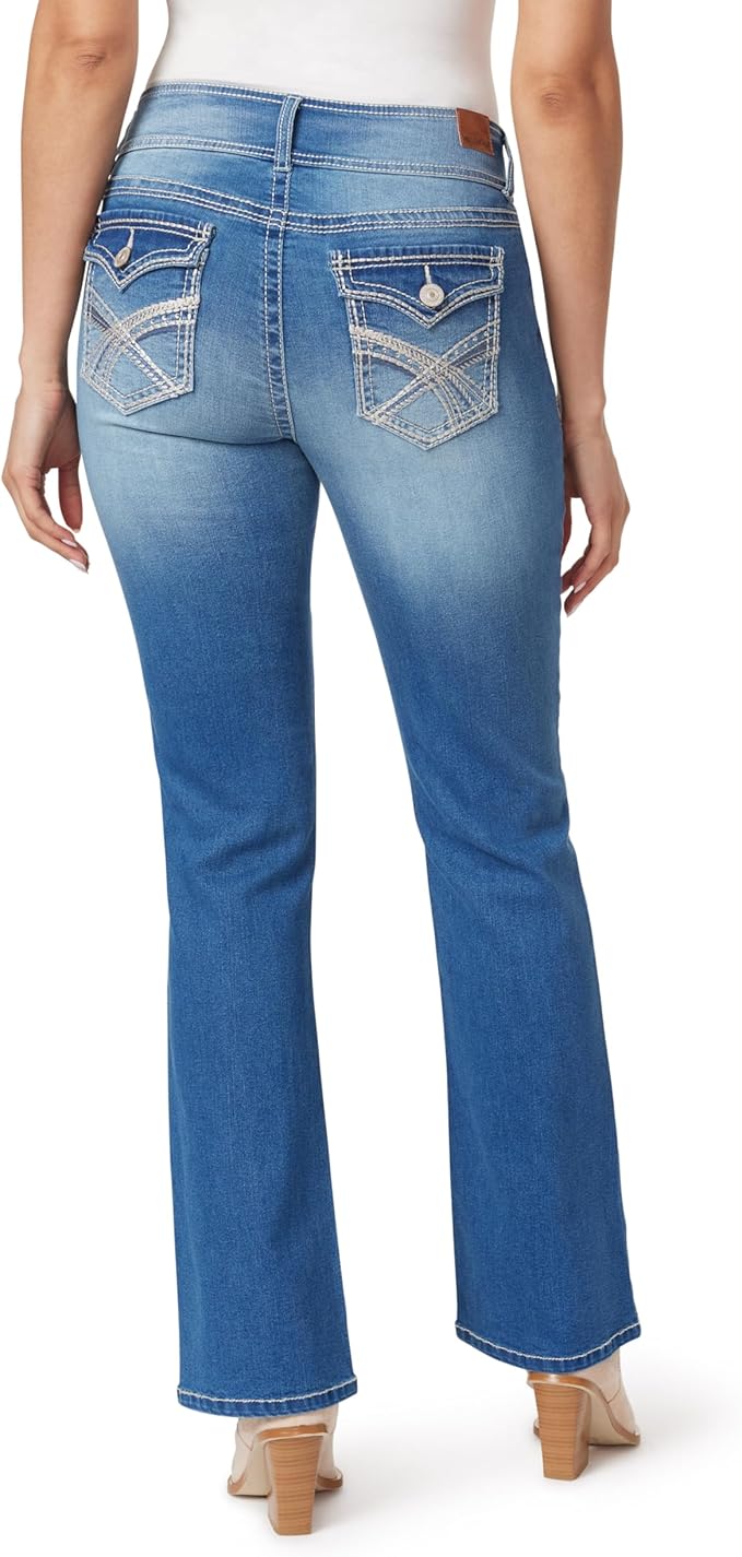 WallFlower Luscious Curvy Bootcut Jeans for Women Mid-Rise Insta Stretch Denim Size-Inclusive Juniors Jeans
