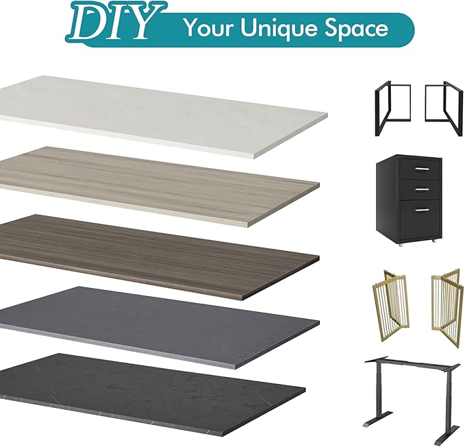 Kaboon Universal Tabletop 47.25x30 Solid One-Piece Melamine Table Top Double Desk L-Desk DIY Home and OfficeEucalyptus