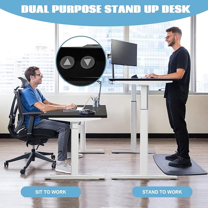 Tangkula Electric Standing Desk Frame Height &amp Width Adjustable Motorized Sit Stand Desk Base Ergonomic Single Motor Stand Up Workstation w/Memory Controller Standing Desk Legs