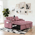 Loveseat Sofa Bed with USB Ports Phone Holder &amp Cup Holders | Convertible Futon Couch for Small Spaces Pull-Out Sleeper Sofa for Living Room &amp Apartments (Pink)