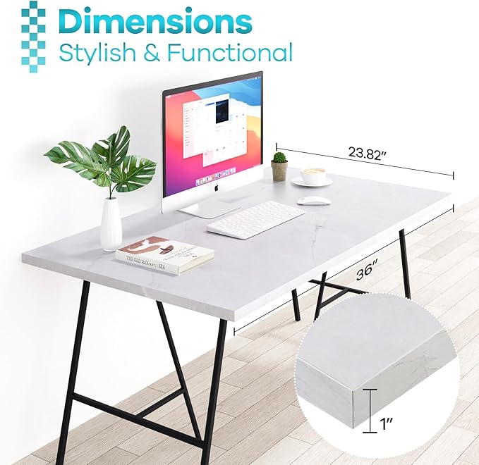 Kaboon 36x24 inches Tabletop Solid One-Piece Desktop for Sit Stand Desk Double Desks L Desk DIYWood Countertop Home or Commercial Use1 inch Thick White Rock
