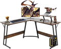51 Inch L Shaped Gaming Desk Corner Computer Desk with Detachable Monitor Stand for Home Office Learning Gaming WorkstationBrown