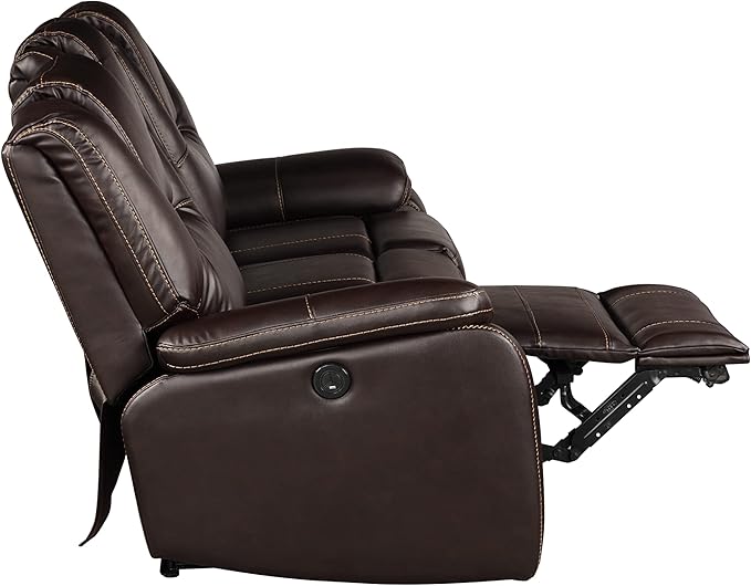 3 PC Recliner Sofa Sets Bonded Leather Lounge Chair Loveseat Reclining Couch for Living RoomBrown