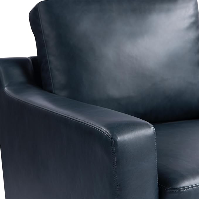 Serta Triton 55.5 Loveseat Transitional Modern Dreamcoil Comfort Metal Legs Vegan Leather Navy Blue