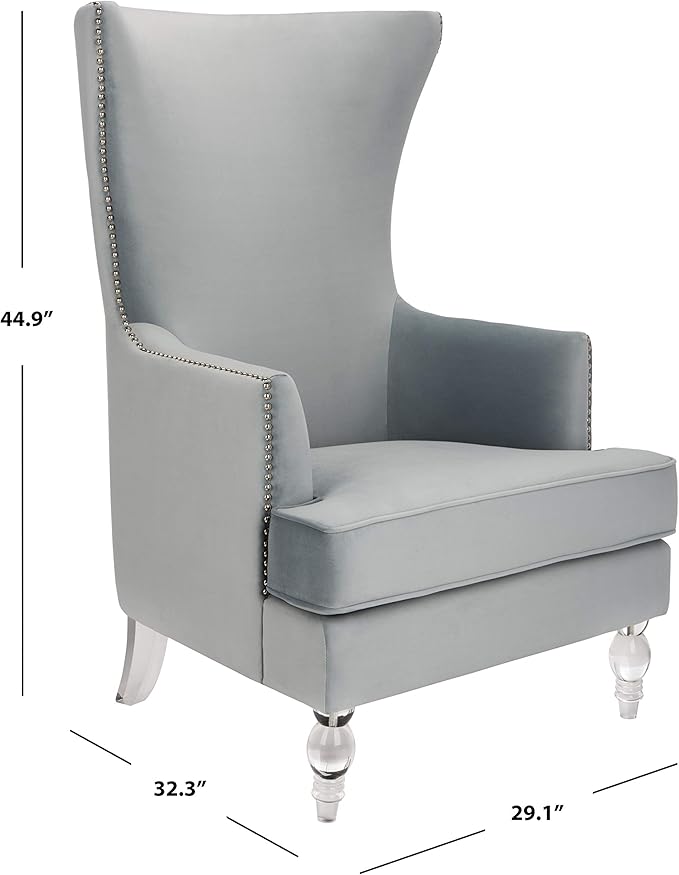 Safavieh Couture Geode Modern Light Silver Wingback Chair