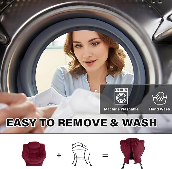 Tiita Lazy Chair with Ottoman Red Modern Large Accent Chair Comfy Leisure Sofa Armchair with Ottoman Reading Chair with Footrest for Bedroom Living Room Dorm Rooms Wine red