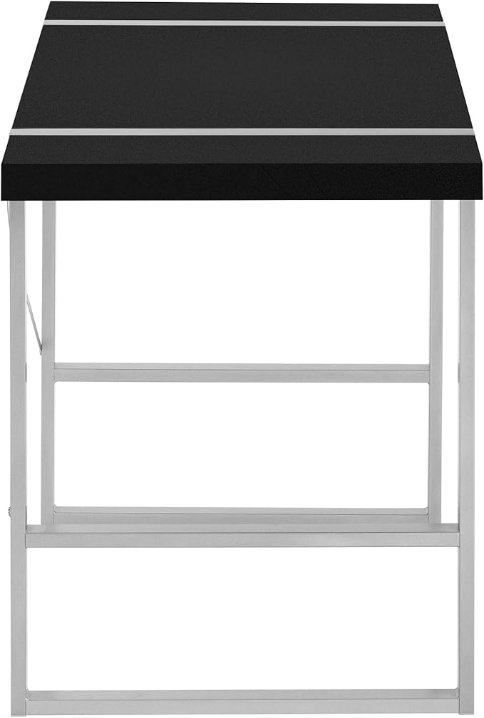 Computer Desk Home Office Laptop 48 l Work Black Laminate Grey Metal Contemporary Modern