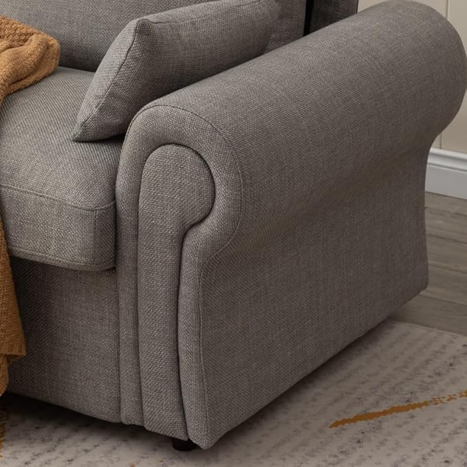 Panana Modern 2 Seater Loveseat Sofa Couch with Storage Dark Grey or Light Color Choice of Curved Sock or Track Arm Design (Light Gray 3 Seater - Ruched Arms)
