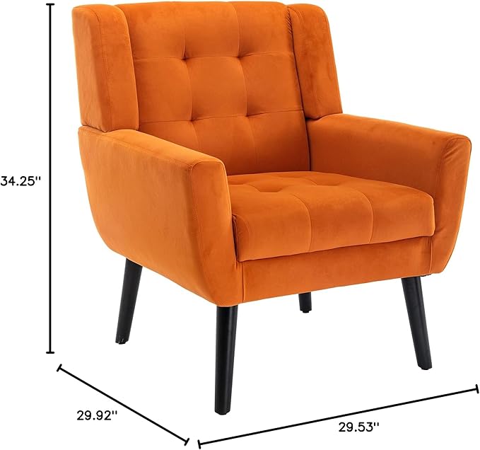 Modern Soft Velvet Material Ergonomics Accent Chair Living Room Chair Bedroom Chair Home Chair with Black Legs for Indoor Home