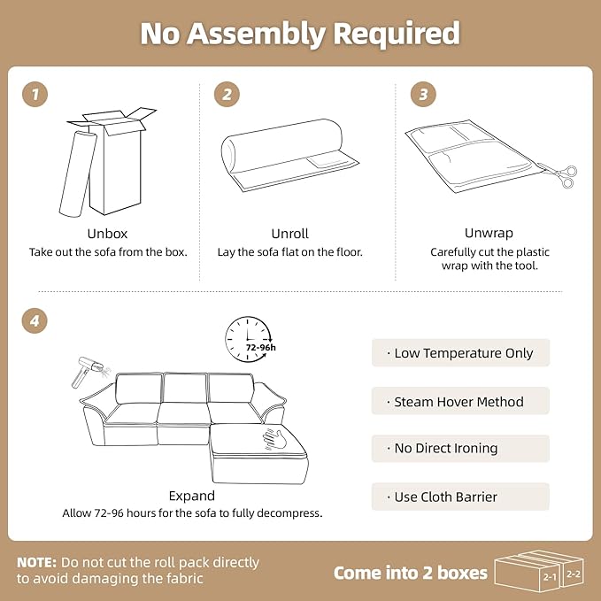 112 Cloud Couch Sectional with Padded Armrests &amp Moveable Ottoman Boneless Sectional Couches for Living Room Dark Grey Couch No Assembly Required