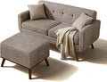 Kingfun 65 W Loveseat Sofa with Ottoman Coffee Table Mid Century Modern Decor Love Seat Couches and Ottoman with Storage for Living Room Button Tufted Upholstered Love Seats Furniture Set Grey | l