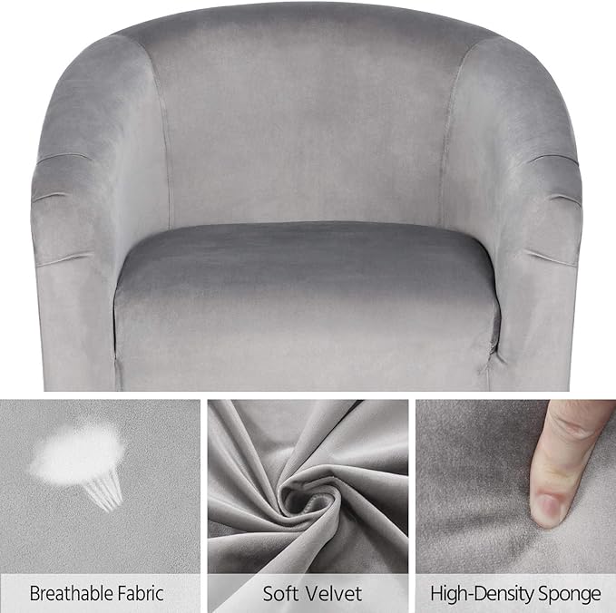 Yaheetech Barrel Chairs Furry Accent Chairs with Soft Padded Armrest for Living Room Bedroom Waiting Room Office Set of 2 Gray