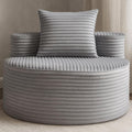45 Oversized Round Chair Boneless Reading Chair with Comfy Pillow for Living Room Circle Cloud Chair for AdultsCorduroy Memory Foam Large Seat No Assembly Required (Grey)